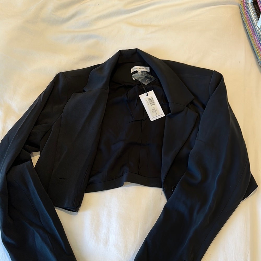 WeWoreWhat black boxy cropped blazer. NWT.